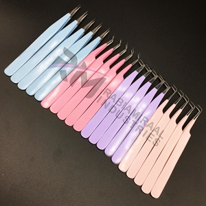 แหนบต่อขนตาเคลือบสี 4 สี รุ่น RMI ป้องกันแม่เหล็ก ปลายเรียบ สแตนเลส พร้อมกระจกต่อขนตา / กล่องแม่เหล็ก - Product Image 2