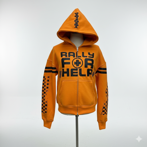 Sudadera con capucha unisex amarilla con estampado de rally para pedir ayuda, corte regular, forro polar de algodón, estilo casual urbano, para otoño, en varios colores - Product Image 5