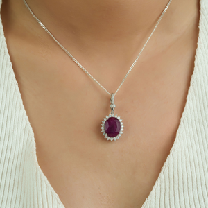 Prix d'usine personnalisé, meilleur prix, 8,7 ct. Pendentif ovale en rubis et diamants, ouvrable, pour mariage, or blanc 14 carats, fournisseur de bijoux - Product Image 2