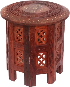 Mesa plegable de madera de 18 "de alta calidad con patrón redondo de juego de manos de 2 usos para el trabajo en el hogar, lista para enviar desde la India - Product Image 2