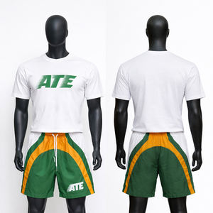 Custom High Quality <b>Knitted</b> Breathable Mens Solid Printed Summer Casual Wear Short Sleeve 2-piece T-shirt and Shorts <b>Set</b> - Product Image 1