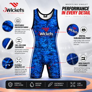 Custom Blue <b>Wrestling</b> <b>Singlet</b> <b>Men</b> Sublimated Uniform Quick Dry Breathable Stretch Team Wear Polyester/Cotton 300g Custom Logo - Product Image 3