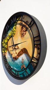 Moss Wood Wall <b>Clock</b>: Epoxy Resin & Preserved Moss <b>Art</b> - Product Image 3