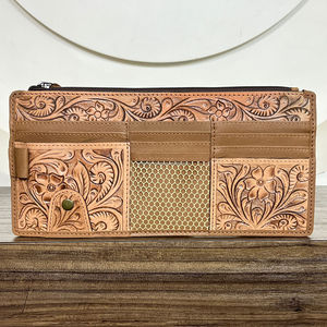 Nouvel Arrivage Organisateur de pare-soleil en cuir repoussé à la main, motif floral western, avec plusieurs poches, pour rangement automobile, accessoire automobile - Product Image 3