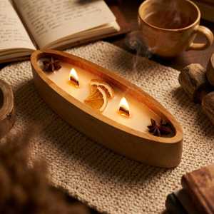 Support de bougie en bois artisanal rustique de haute qualité, écologique, avec logo personnalisé, centre de table décoratif, cadeau pour la maison, le mariage - Product Image 3