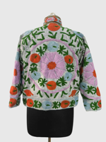 Veste à col mandarin brodée à la main avec des motifs floraux, manches longues, en coton, pour femmes, taille plus, vêtements de printemps