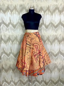 Vintage Sari Silk <b>Wrap</b> <b>Skirt</b> Handmade Reversible Maxi <b>Skirt</b> Women Beach Wear <b>Skirt</b> - Product Image 3