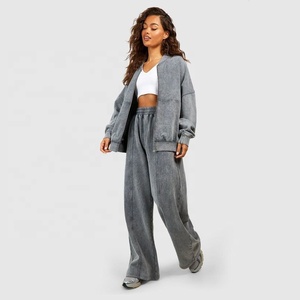 Ensembles de survêtement en coton 2 pièces pour femmes avec sweats à capuche zippés et pantalons de survêtement tenue de jogging - Product Image 1