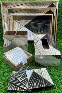 Ensemble de boîtes à mouchoirs, plateau, porte-serviettes, boîte de rangement de cuisine, organisateur polyvalent en MDF durable et écologique pour - Product Image 2