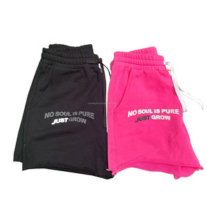 Pantalones cortos de chándal de algodón 100% Vintage, pantalones cortos lisos de rizo francés, pantalones cortos deportivos lavados con ácido con bordes crudos, pantalones cortos con estampado de soplo desgastado para hombres - Product Image 3