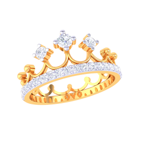 แหวนมงกุฎราชินีสุดหรู สีทอง ดีไซน์โรยเพชรตลอดวง สำหรับเจ้าสาว งานแต่งงาน งานหมั้น งานเลี้ยง แฟชั่นเครื่องประดับ - Product Image 3