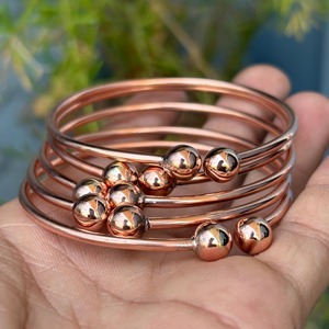 Bold Copper Fashion Bangles for Men & Women Accessory for Classic Outfit Styling Rose Gold Plated Copper Alloy Bangles With <b>Ball</b> - Product Image 4