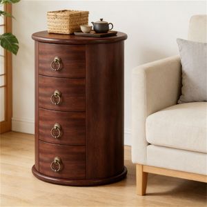 Tavolino da Caffè Circolare in Legno, Tavolino Laterale e da Comodino per Divano, Arredamento per Soggiorno - Product Image 2