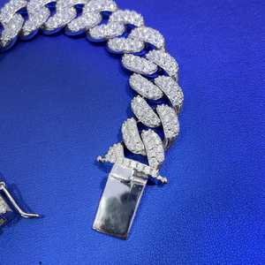 Chaîne cubaine en moissanite couleur D VVS, en argent sterling 925 plaqué or, bracelets unisexes tendance, Dvars Diamond DMB-59 - Product Image 2