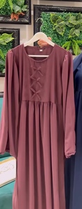 Abaya de mariage en polyester évasée faite à la main, style turc, col en V, motif floral, longueur ras du sol, manches longues, best-seller pour femmes de Dubaï - Product Image 3