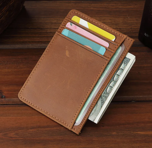 High Quality Custom Men's Genuine Leather Wallet <b>Mini</b> Smart Slim Card Holder with Open Closure Lightweight and Short Pocket 2026 - Product Image 2