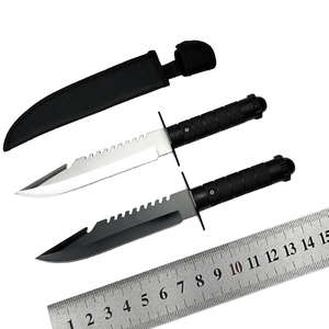 Couteau de survie et de chasse d'extérieur, acier inoxydable, lame fixe, manche en plastique, avec étui en cuir - Product Image 4