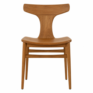 Modern Scandinavian Design Teak Wood Crown <b>Back</b> Dining Chair-<b>Waterproof</b> & Eco-Friendly Outdoor Dining Furniture - Product Image 1