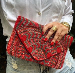 Bolso de Mano Tipo Sobre con Bordado Clásico y Cuentas para Bodas, Eventos y Fiestas, Bolso Étnico Decorativo y Moderno para Mujer - Product Image 2