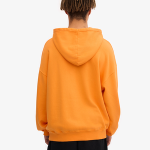 Sudadera con Capucha Naranja Extra Grande para Hombre, 100% Algodón, Felpa Francesa, Estilo Casual, Color Sólido, Diseño con Bolsillo, Ropa de Otoño - Product Image 3
