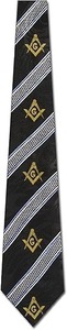 Corbata Masónica para Hombre, Negra a Rayas, Clásica, de Masonería, Tipo de Tela 100% Poliéster, 3.75 Pulgadas de Ancho - Product Image 3