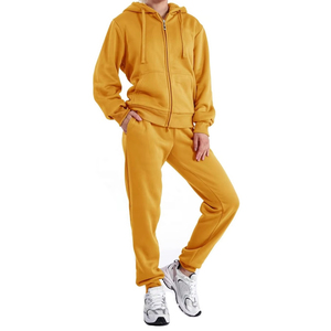 Conjunto Deportivo de 2 Piezas para Mujer, Color Sólido, con Capucha, de Algodón, Informal, para Correr, con Cierre Completo y Bolsillos Laterales, para Otoño - Product Image 5