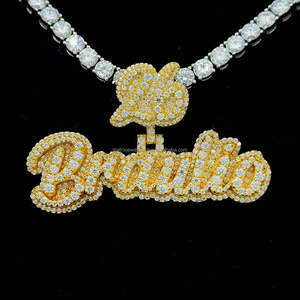Pendentif en diamant glacé Nameletter, pendentif en forme de rappeur personnalisé Hip Hop glacé, bijoux personnalisés, pendentif personnalisé, cadeau pour garçon et homme - Product Image 1