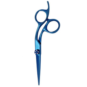 Ciseaux de barbier professionnels en acier inoxydable allemand pour droitiers, manche courbé bleu, accessoires de salon, qualité supérieure - Product Image 6