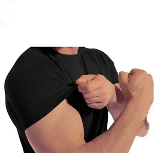 T-shirt athlétique ajusté pour homme en jersey de coton tri-mélange violet à manches courtes avec logo imprimé – Maillot de musculation - Product Image 3