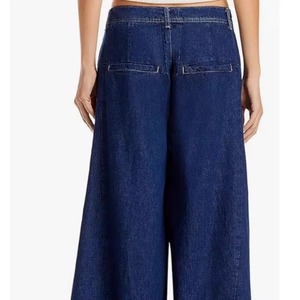 Pantalones Vaqueros de Cintura Alta y Pierna Ancha, Lavado Oscuro, Algodón, Corte Holgado, Estilo Casual, Jeans Tejidos de Otoño - Product Image 4