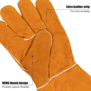Gants de soudage en cuir de vachette pleine fleur de haute qualité, certifiés CE, résistants à l'abrasion, résistants à la chaleur, avec manchette de sécurité - Product Image 2