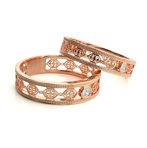 925 Sterling Silver Rose Gold Plated Filigree <b>Couple</b> <b>Rings</b> - Product Image 3