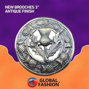 Broche Antiguo para Kilt de Hombre con Diseño de Cardo Escocés, 3 pulgadas (7 cm) de Diámetro - Product Image 3