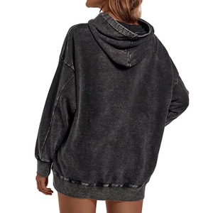 Dernier style de sweat à capuche oversize pour femme, style streetwear, long et déchiré, pour un usage décontracté, avec logo personnalisé - Product Image 5