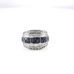 Anillo de Compromiso y Boda con Diamantes Naturales Blancos y Azules de Corte Redondo y Baguette de 2.74 Ct para Mujer, Plata de Ley 925, Venta al Por Mayor - Product Image 1