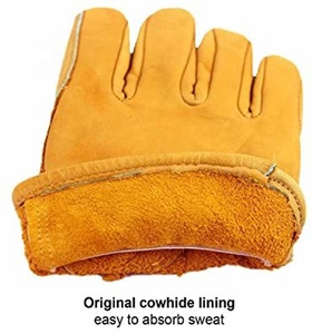Grip Leather Work Gloves Stretchable Wrist Tough Original Cowhide Lining Working Gloves Hand Safety Work Construction - Product Image 3