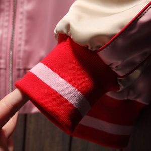 Chaqueta Casual Sukajan con Estampado de Flamencos y Corazones, Estilo Hip Hop, Primavera, Lona Delgada Recubierta, para Invierno, Servicio OEM Disponible - Product Image 5