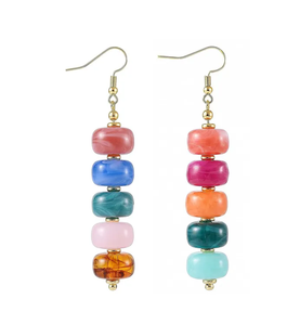 Boucles d'oreilles créoles en résine marbrée colorée pour femmes, accessoires tendance faits à la main en acrylique, bijoux fantaisie - Product Image 3
