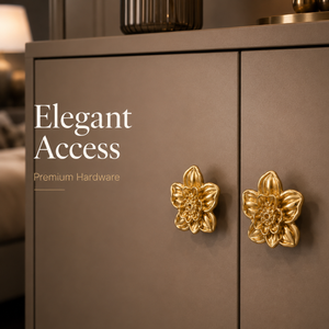 Luxury Brass Floral Cabinet Handle and Knob Set Decorative Furniture Hardware Premium <b>Drawer</b> <b>Pull</b> for Wardrobes and Cabinets - Product Image 2