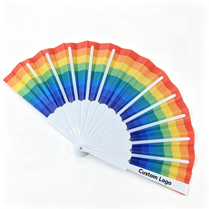 Éventail portable en polyester arc-en-ciel avec logo personnalisé, cadeau promotionnel imprimé pour les événements d'entreprise - Product Image 4