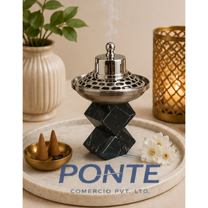 Luxury Geometric Marble Incense Burner Modern Metal <b>Bakhoor</b> Holder for Home Decor <b>Oud</b> Fragrance & Meditation Gifts - Product Image 2