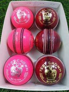Premium Grade <b>Red</b> And Pink Royal Crown Ball For Professional Plyaers Leather Top Quality Cricket Ball <b>Hot</b> Sale Leather Ball - Product Image 4