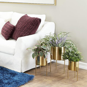 Metal Indoor Outdoor <b>Planter</b> <b>Large</b> <b>Planter</b> Pot with Removable Stand, Set of 3 <b>Planters</b> - Product Image 3