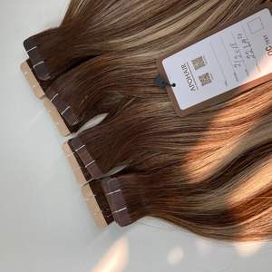 Échantillon gratuit 100g 100% extensions de cheveux brésiliens vierges Remy 8-28 pouces mince ruban adhésif Double trame Balayage couleur cuticule droite - Product Image 5