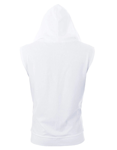 Men's Sleeveless Hooded Zip-Up Vest Solid Color Cotton Polyester Blend Casual Knitted <b>Sweatshirt</b> With Drawstring And Pockets - Product Image 2