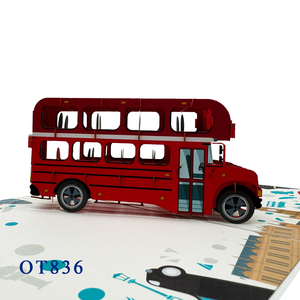 Carte pop-up Bus de Londres, style Noël, lavable, artisanat en papier fait main, découpe de papier, design personnalisé, tendance du moment - Product Image 1