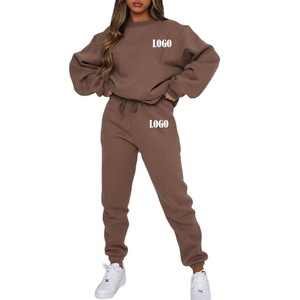 Women's <b>Brown</b> Solid Printed Breathable Lightweight Hooded Full Sleeve Regular Fit Casual Sweatshirt <b>Joggers</b> Set Side Pockets - Product Image 5