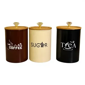 Ensemble de boîtes à café, sucre et thé en acier inoxydable de qualité alimentaire, personnalisables, hermétiques, avec couvercle en bois, design moderne et minimaliste - Product Image 3