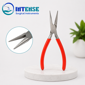 Vente en gros de pinces à bec effilé professionnelles en acier inoxydable, outil artisanal de précision pour la fabrication de bijoux, rouge - Product Image 5