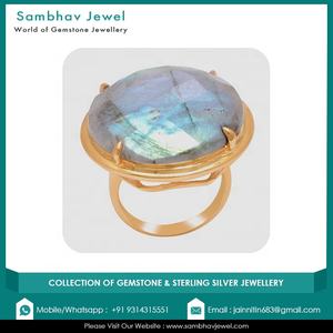 Uso diario piedra natal curación Natural hecho a mano labradorita piedra preciosa 925 anillo chapado en oro de plata esterlina para mujeres a bajo precio - Product Image 3